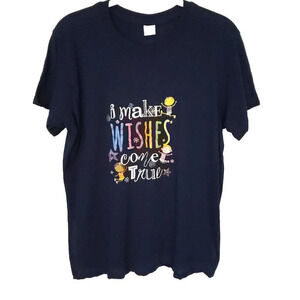 Kids Wish Network Tee T Shirt L Large Unisex Blue I MAKE WISHES COME TRUE Flaws